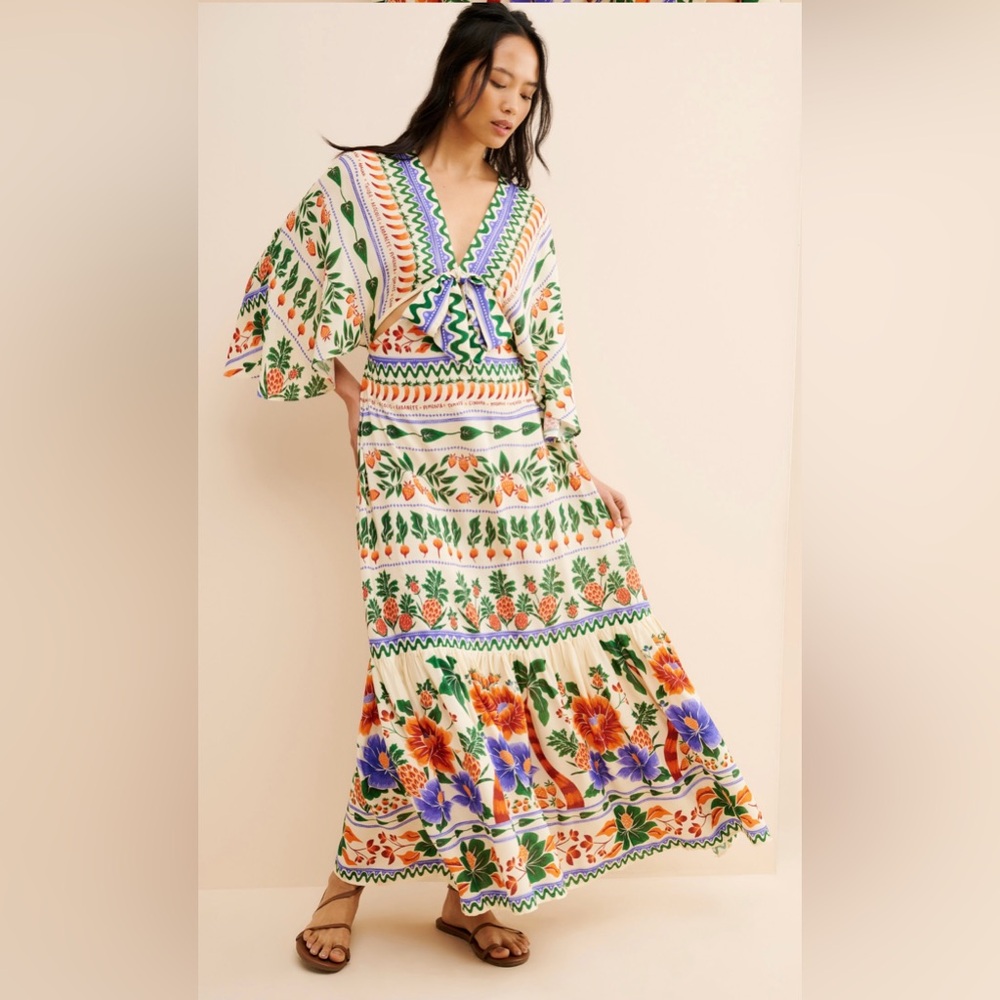Farm Rio dress worn once Floral cutout Print Maxi Dress